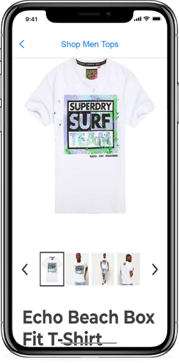 Shopping cart feature shown in a live client app