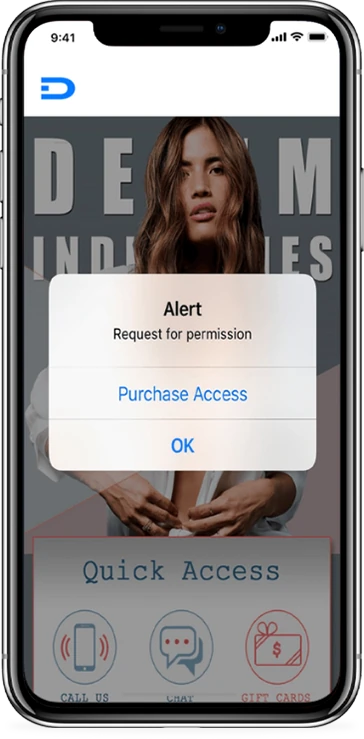 Paid membership feature shown in a live client app