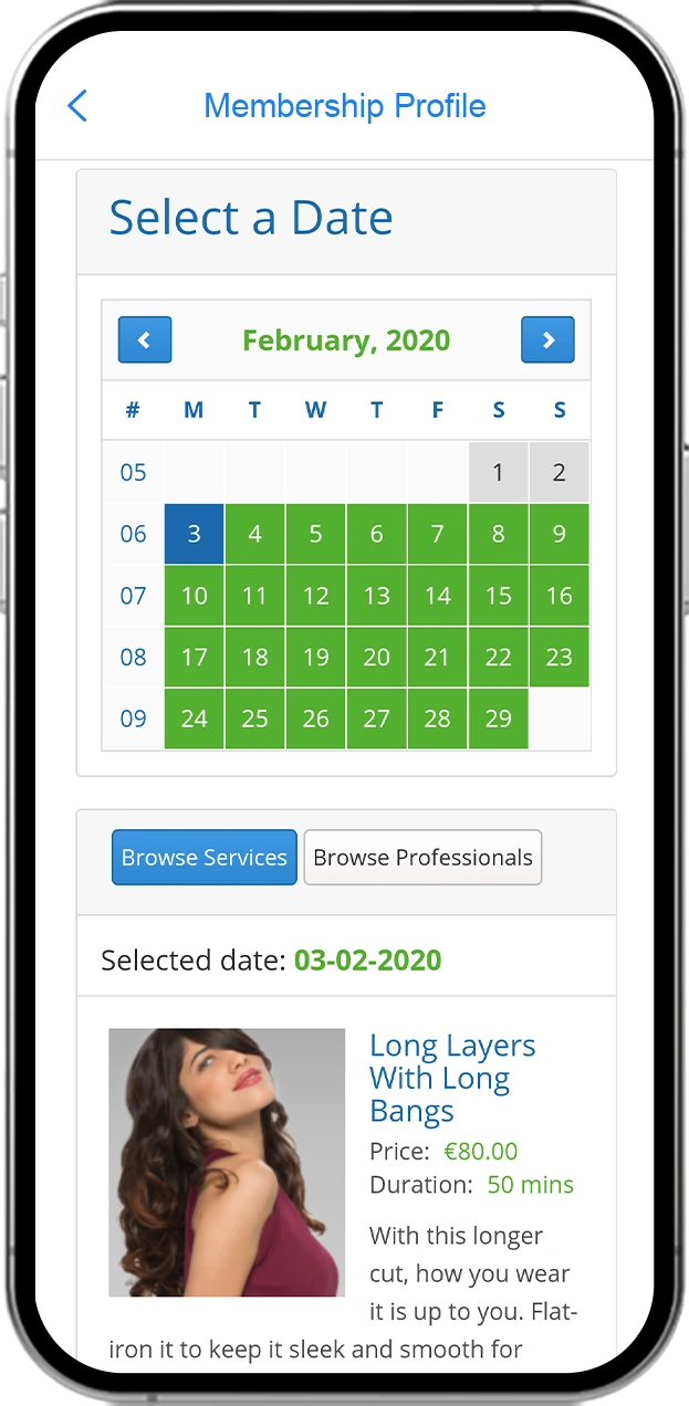 Live client app screen